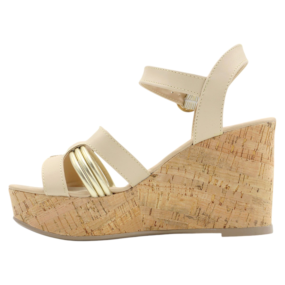 Foto 5 pulgar | Sandalias de Plataforma Rbcollection Piel Vegana  Beige para Mujer