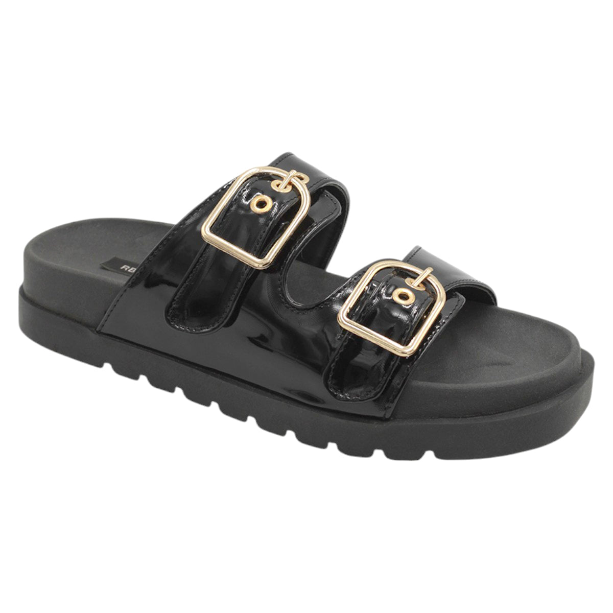 Sandalias con Plataforma Rbcollection Charol Negro Para Mujer