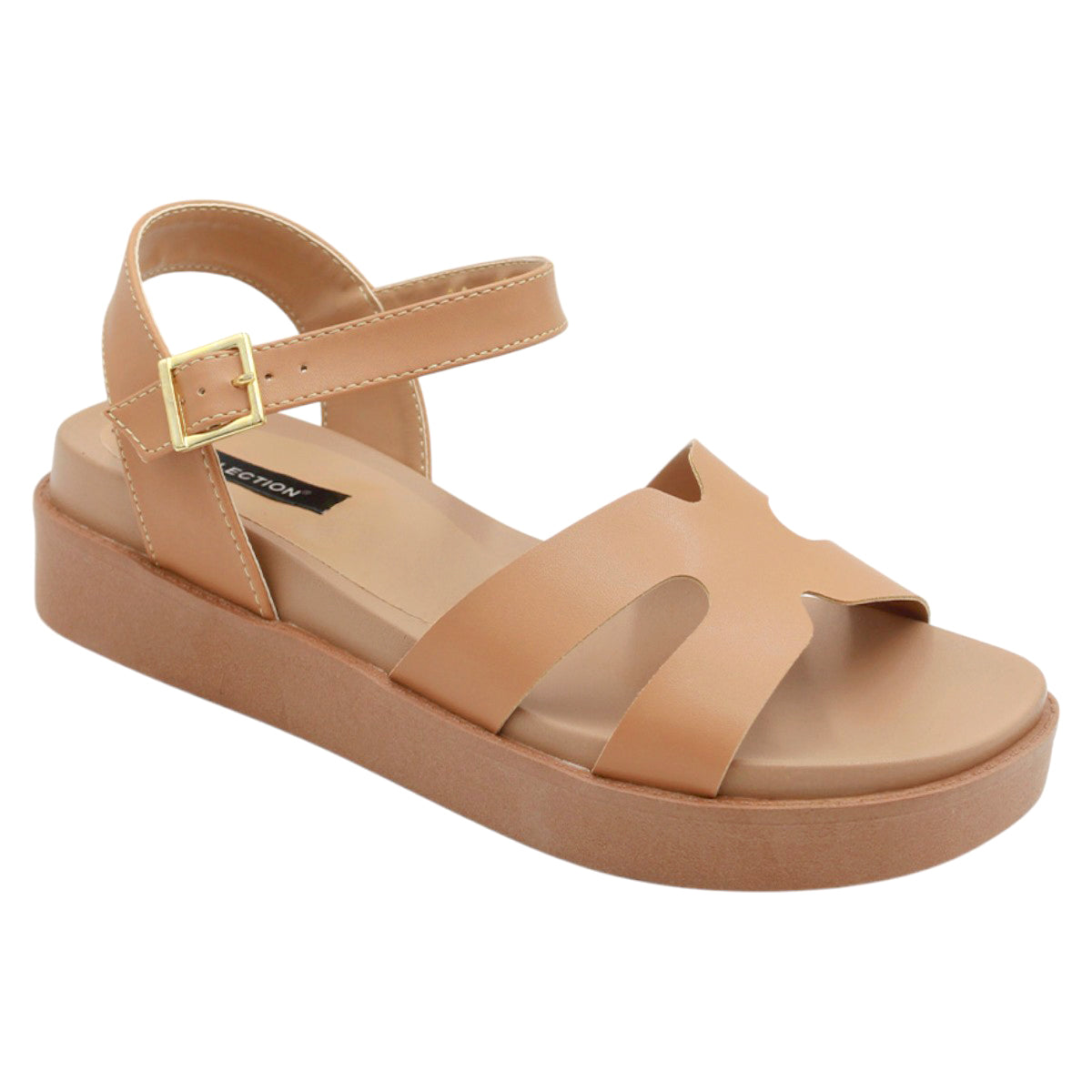 Sandalias con Plataforma Piel Vegana  Café para Mujer