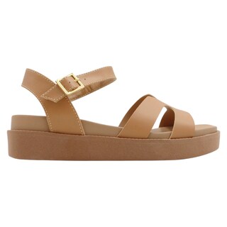 Foto 2 | Sandalias con Plataforma Piel Vegana Café para Mujer