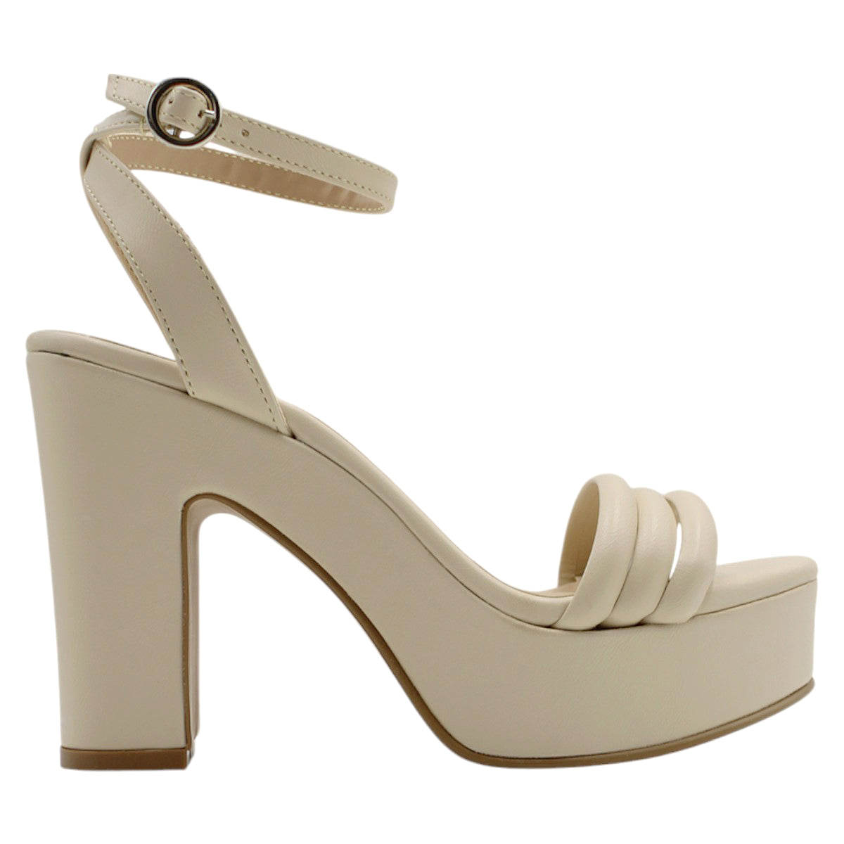 Foto 3 pulgar | Sandalia de Tacón Rbcollection Piel Vegana Beige para Mujer