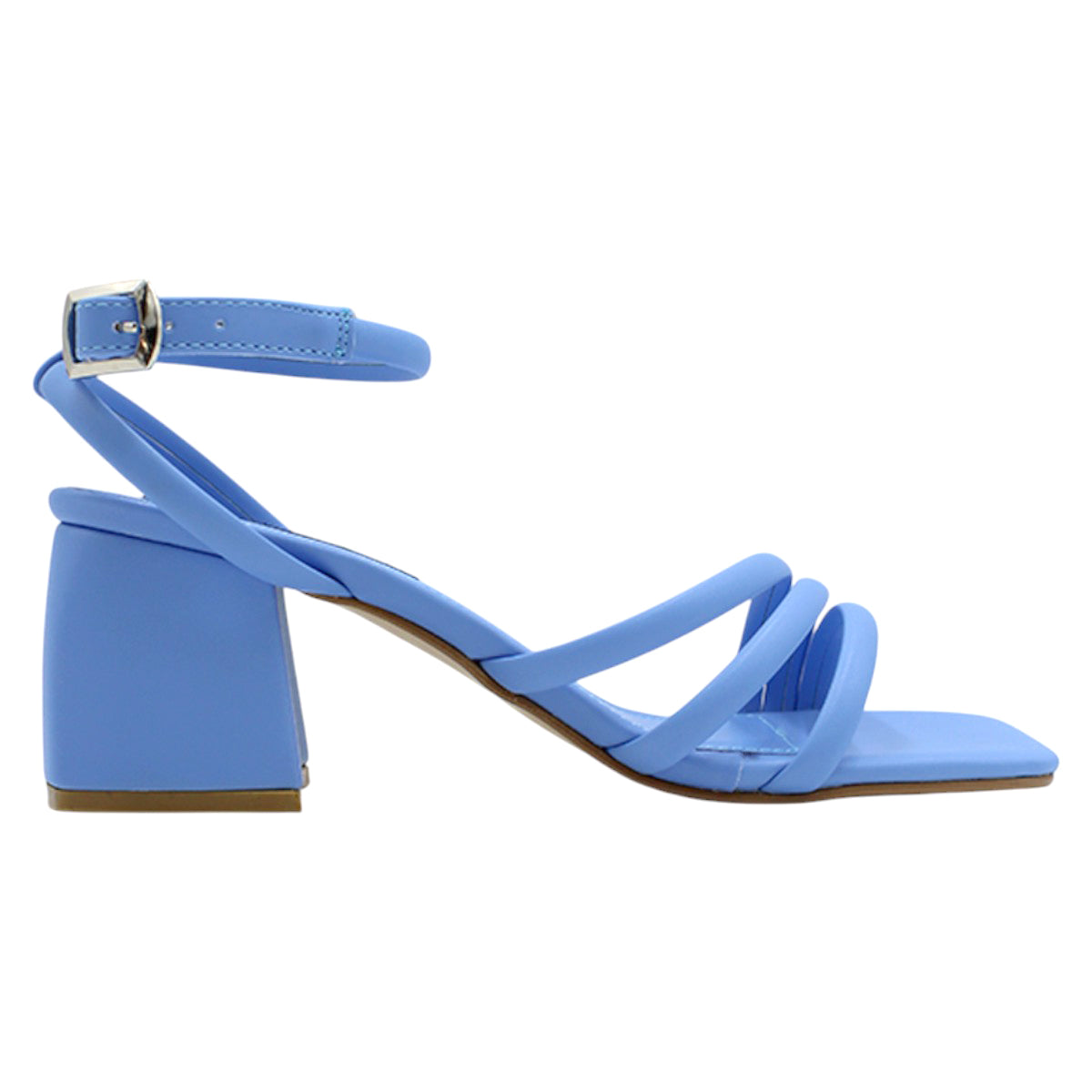 Foto 2 | Sandalia con Tacón Exterior Piel Vegana Azul para Mujer
