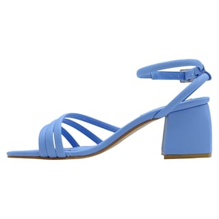 Foto 4 | Sandalia con Tacón Exterior Piel Vegana Azul para Mujer