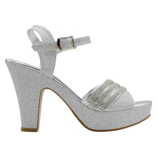 Foto 2 | Sandalias con Tacón Rbcollection Plateadas para Mujer