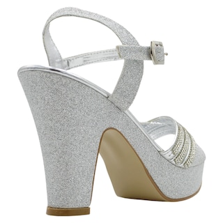 Foto 3 | Sandalias con Tacón Rbcollection Plateadas para Mujer