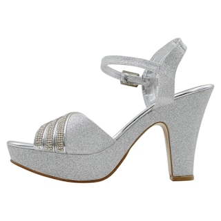 Foto 4 | Sandalias con Tacón Rbcollection Plateadas para Mujer
