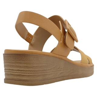 Foto 3 | Sandalias con Plataforma Rbcollection Piel Vegana Café para Mujer