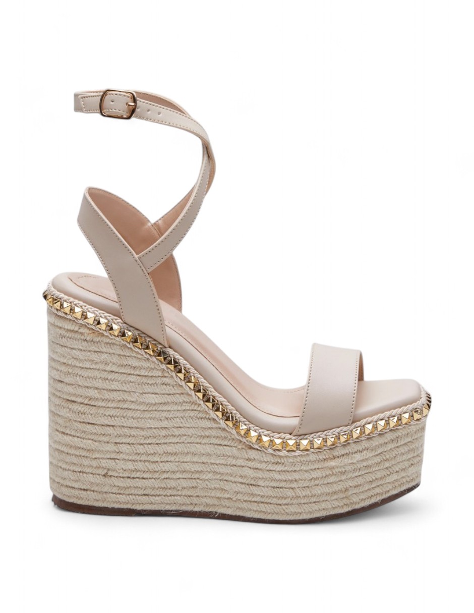 Foto 3 pulgar | Plataforma Calzado Watanabe Color Beige Yute Y Ajuste En Tobillo