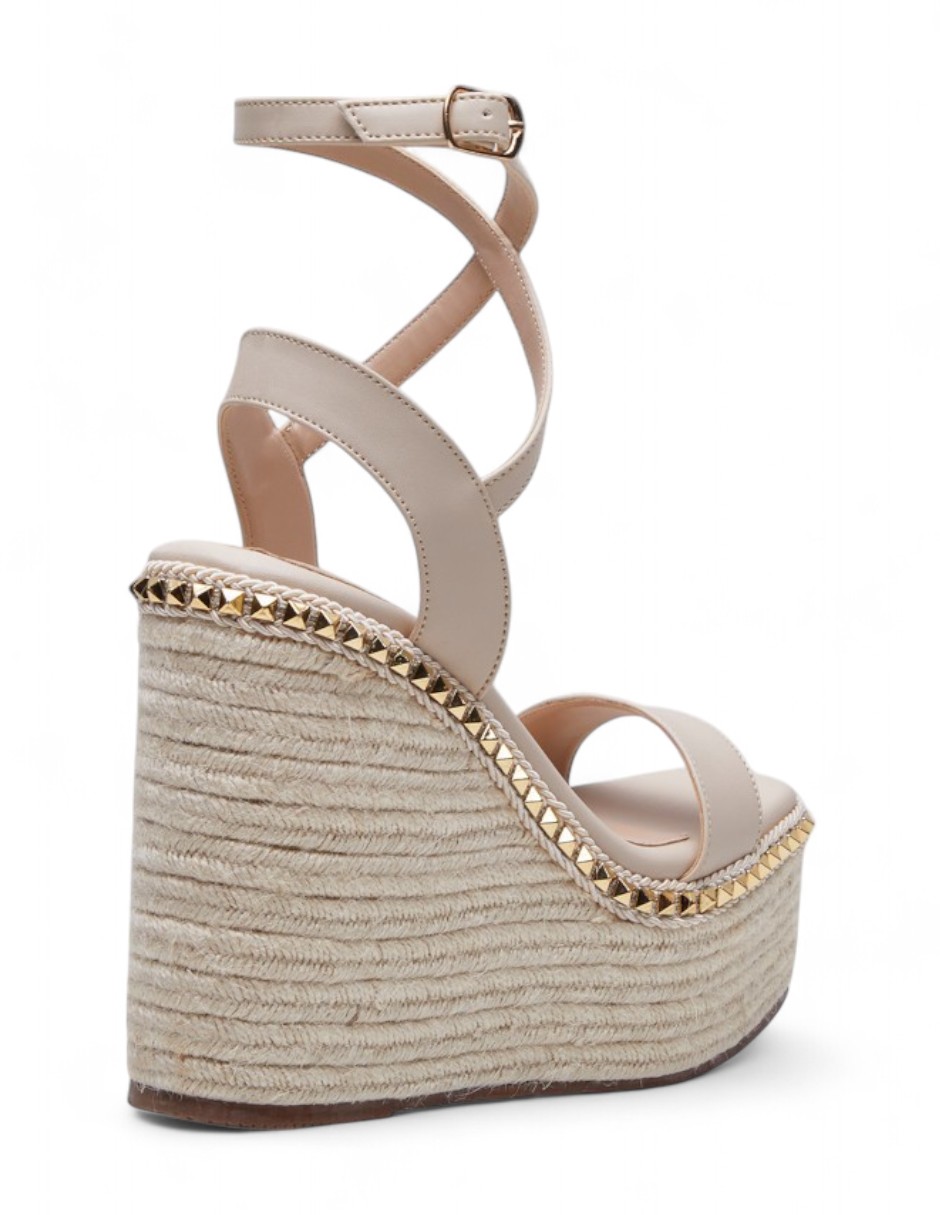 Foto 5 pulgar | Plataforma Calzado Watanabe Color Beige Yute Y Ajuste En Tobillo