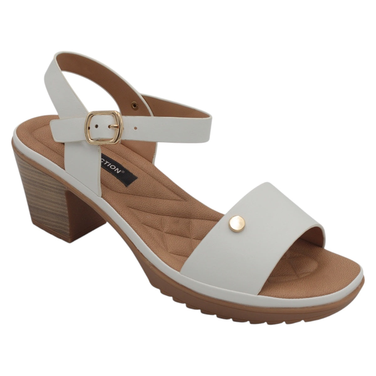 Sandalia Con Tacón Exterior Piel Vegana Color Blanco Para Mujer De Rbcollection