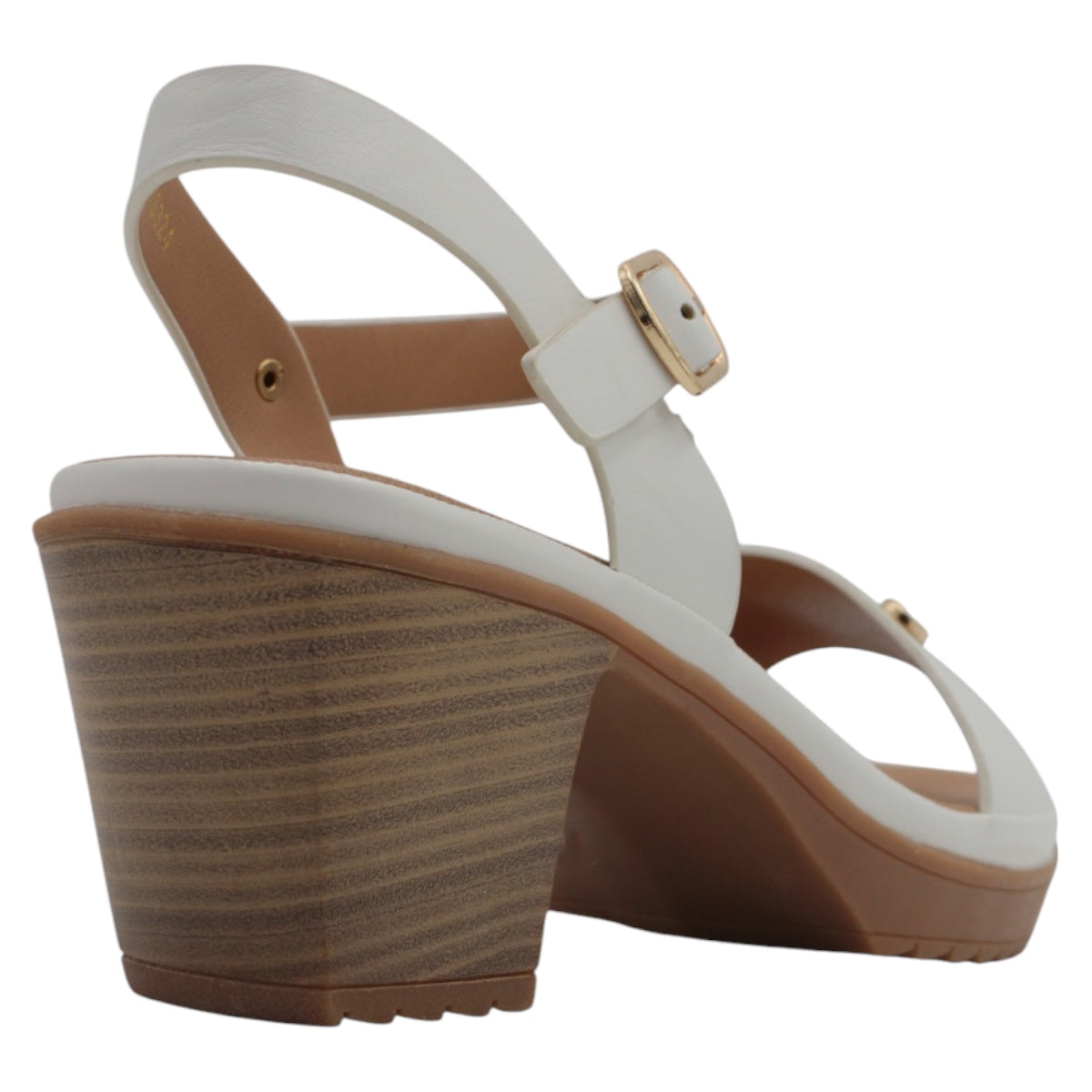Foto 4 pulgar | Sandalia Con Tacón Exterior Piel Vegana Color Blanco Para Mujer De Rbcollection