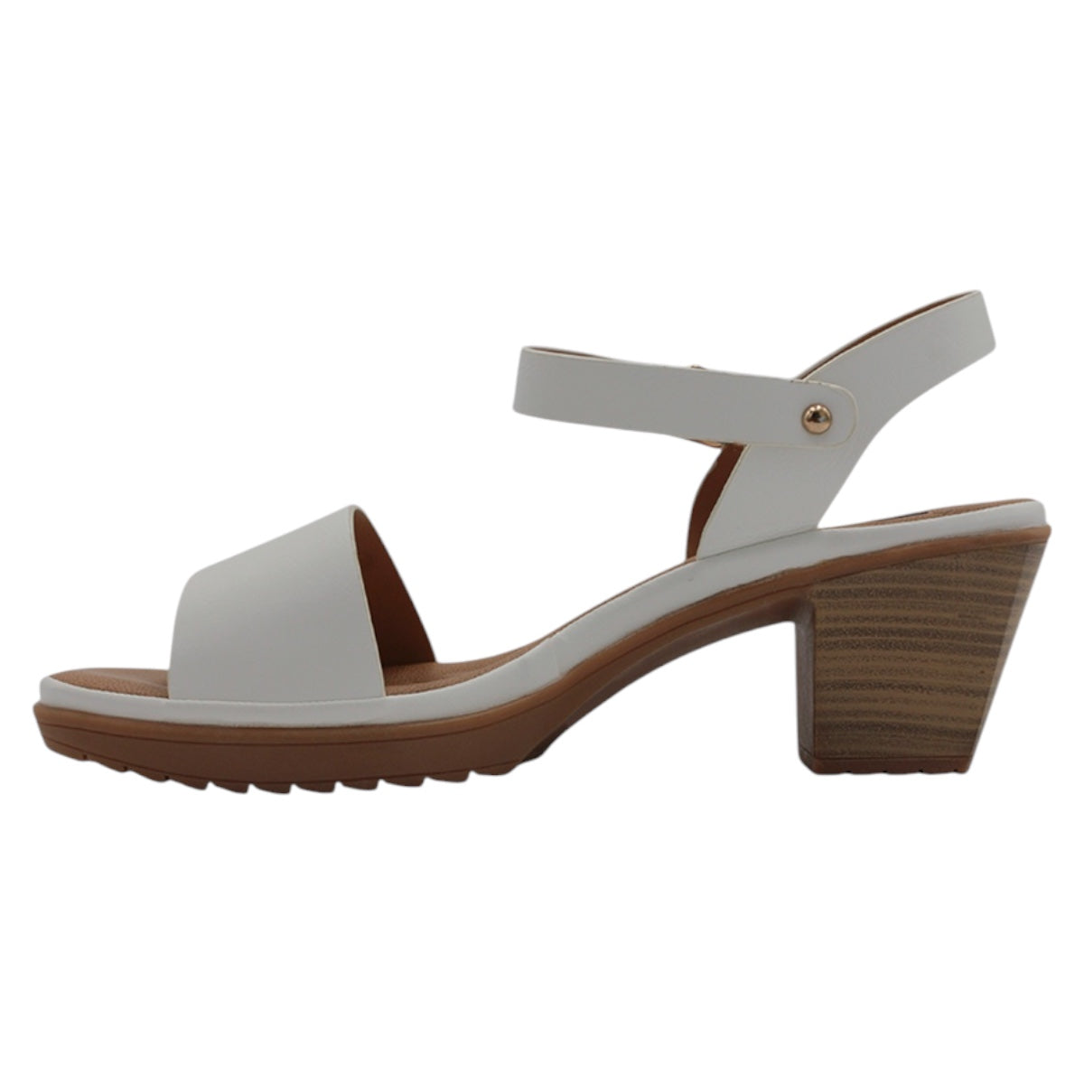 Foto 5 pulgar | Sandalia Con Tacón Exterior Piel Vegana Color Blanco Para Mujer De Rbcollection