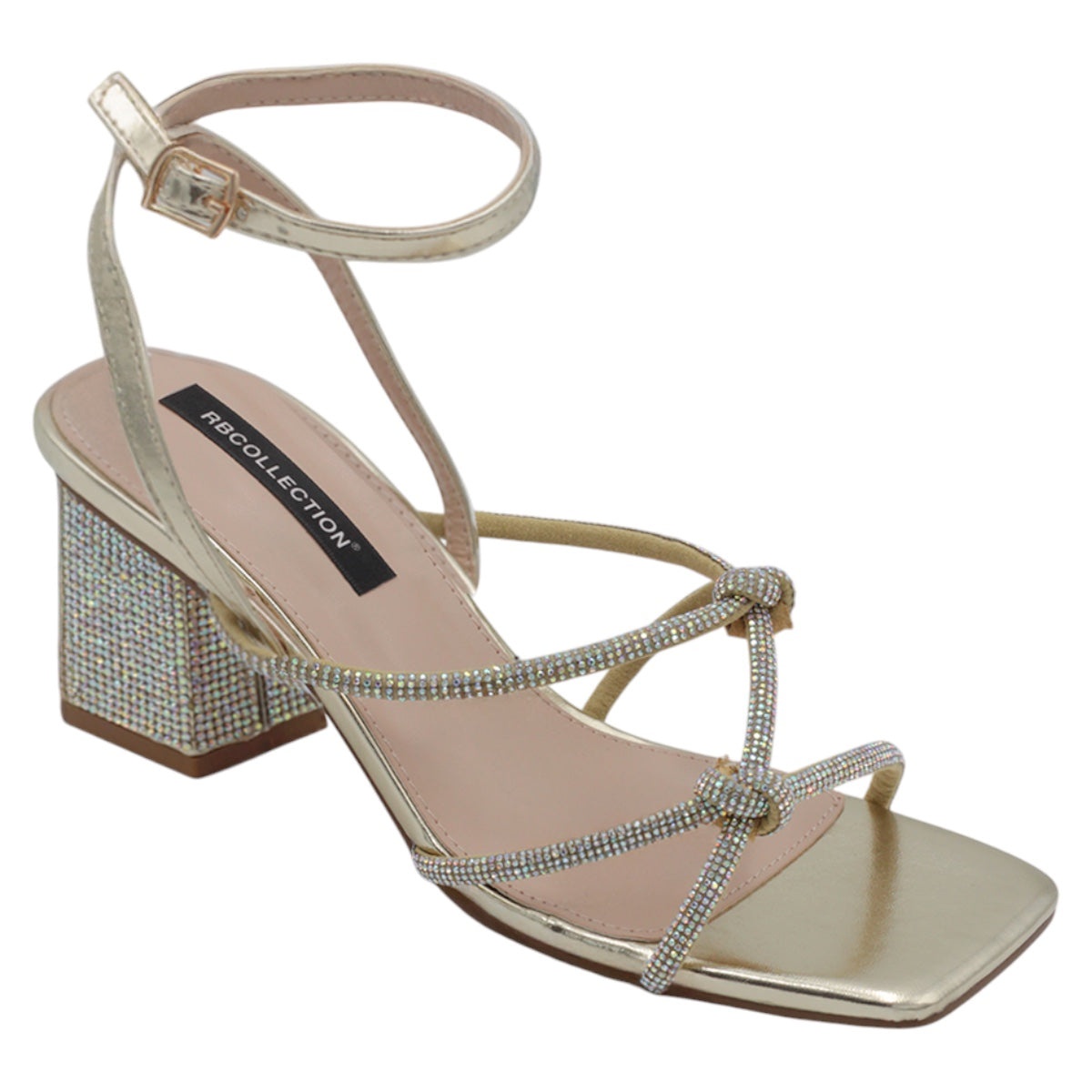 Foto 1 | Sandalia Con Tacón Exterior Piel Vegana Color Oro Para Mujer De Rbcollection