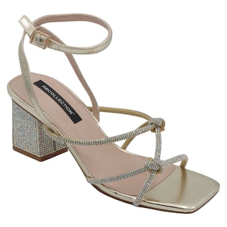 Foto 1 | Sandalia Con Tacón Exterior Piel Vegana Color Oro Para Mujer De Rbcollection