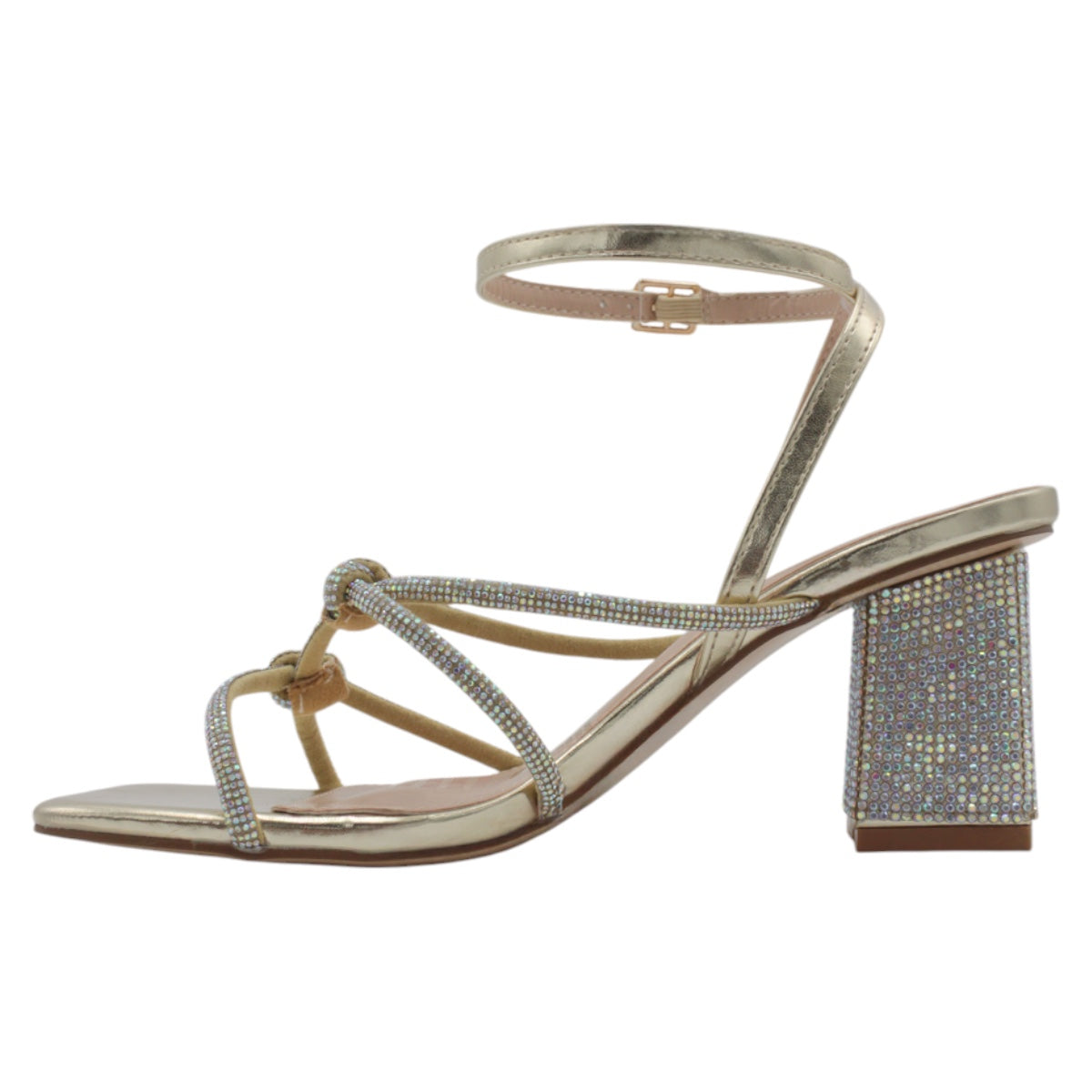 Foto 5 pulgar | Sandalia Con Tacón Exterior Piel Vegana Color Oro Para Mujer De Rbcollection
