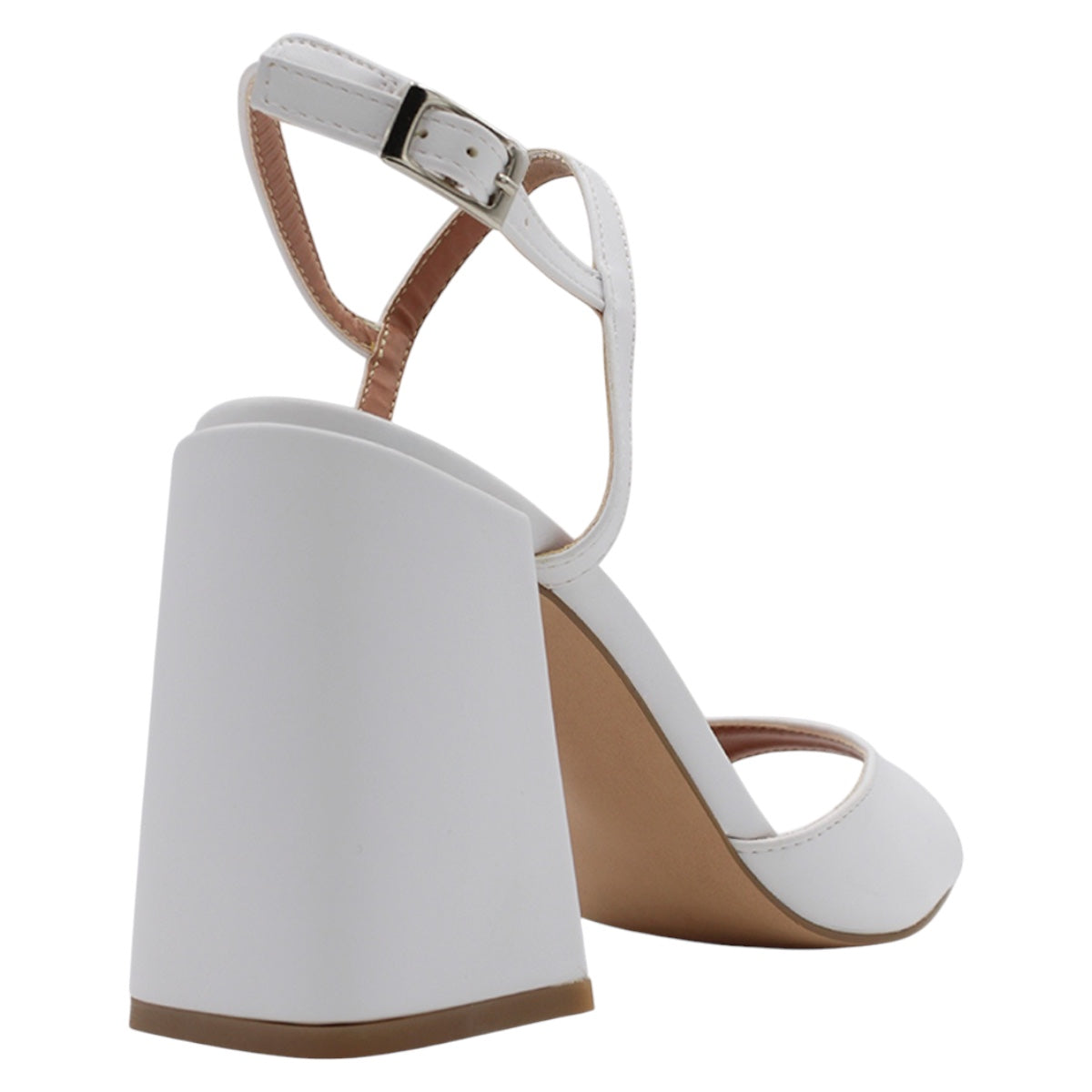 Foto 4 pulgar | Sandalia Con Tacón Exterior Piel Vegana Color Blanco Para Mujer De Rbcollection