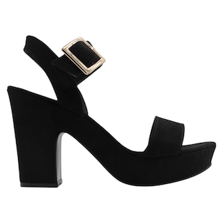 Foto 2 | Sandalia Con Tacón Exterior Gamuza Color Negro Para Mujer De Rbcollection