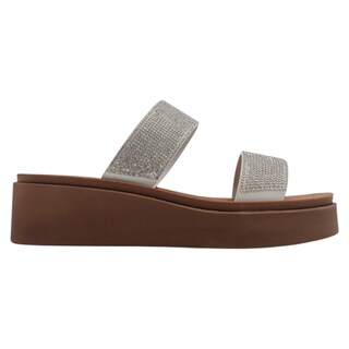 Foto 2 | Sandalias Con Plataforma Exterior Textil Color Plata Para Mujer De Rbcollection