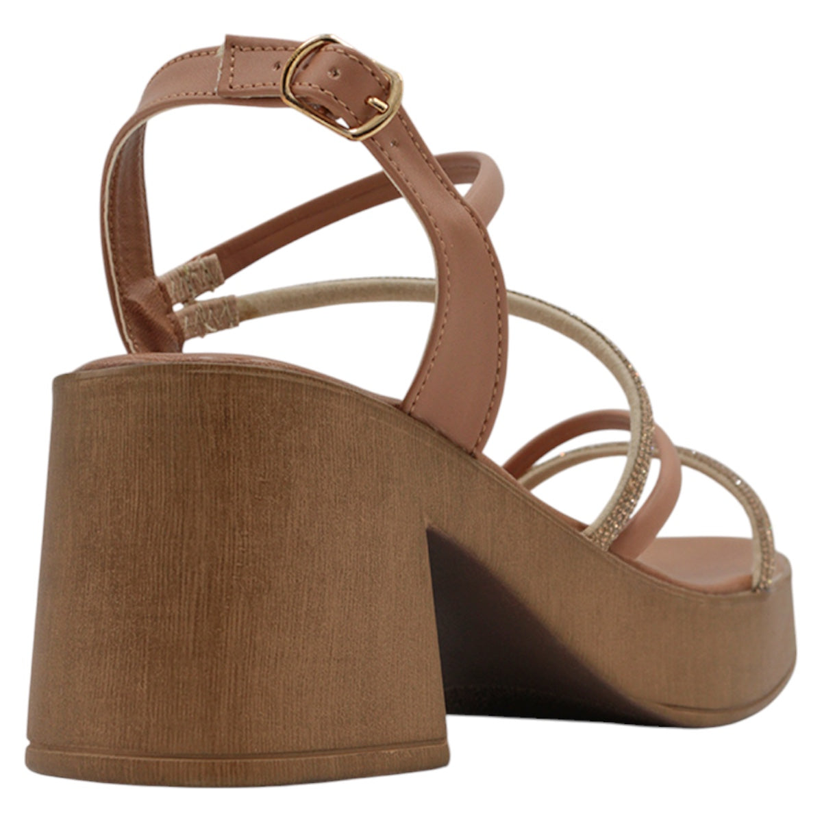 Foto 4 pulgar | Sandalia Con Tacón Exterior Piel Vegana Color Café Para Mujer De Rbcollection