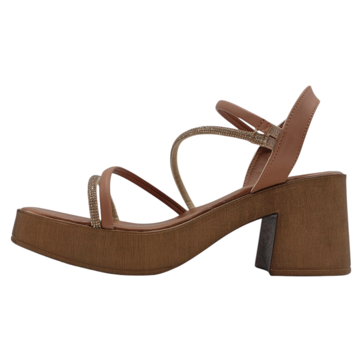 Foto 5 pulgar | Sandalia Con Tacón Exterior Piel Vegana Color Café Para Mujer De Rbcollection
