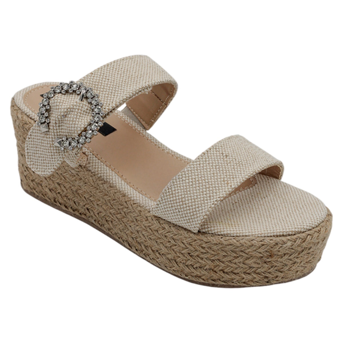 Foto 2 pulgar | Sandalias Con Plataforma Exterior Textil Color Beige  Para Mujer De Rbcollection