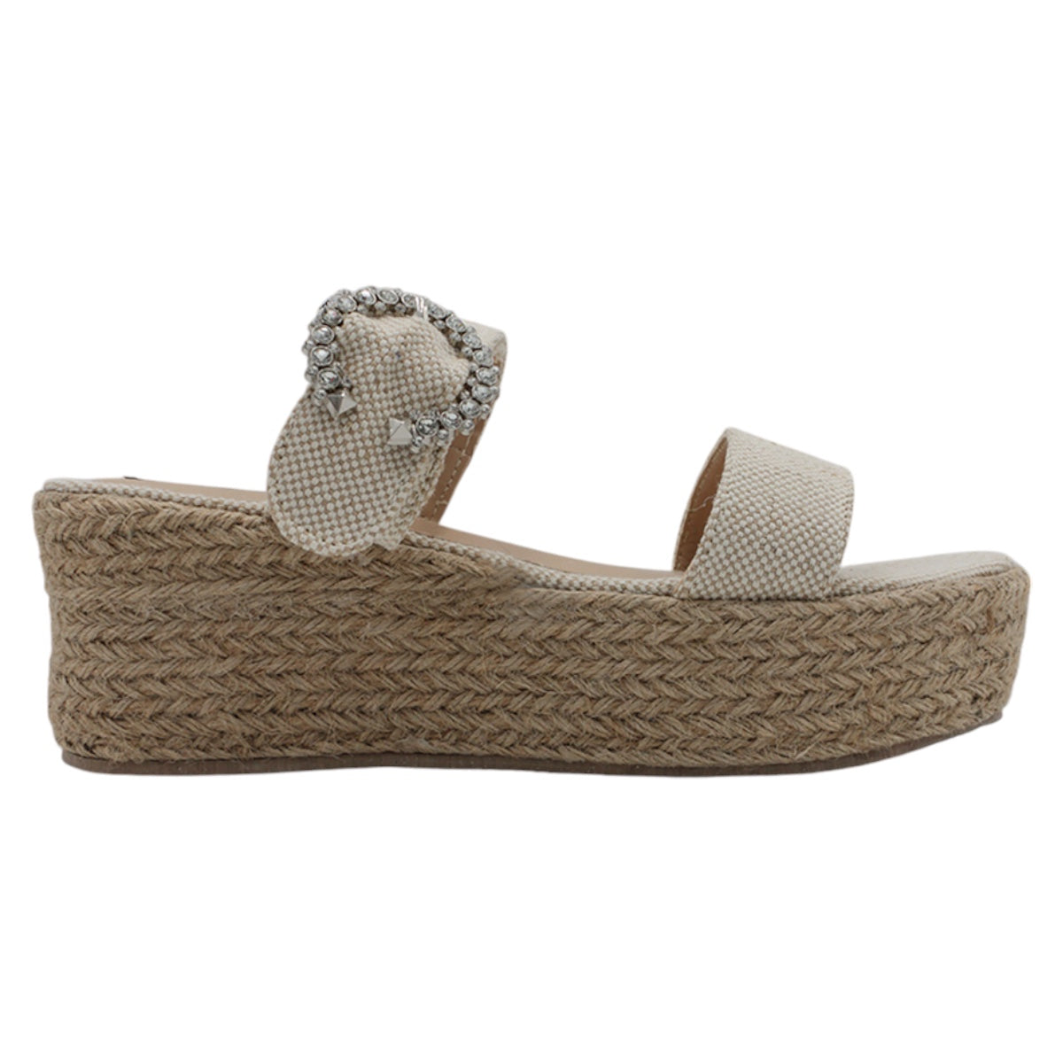 Foto 3 pulgar | Sandalias Con Plataforma Exterior Textil Color Beige  Para Mujer De Rbcollection