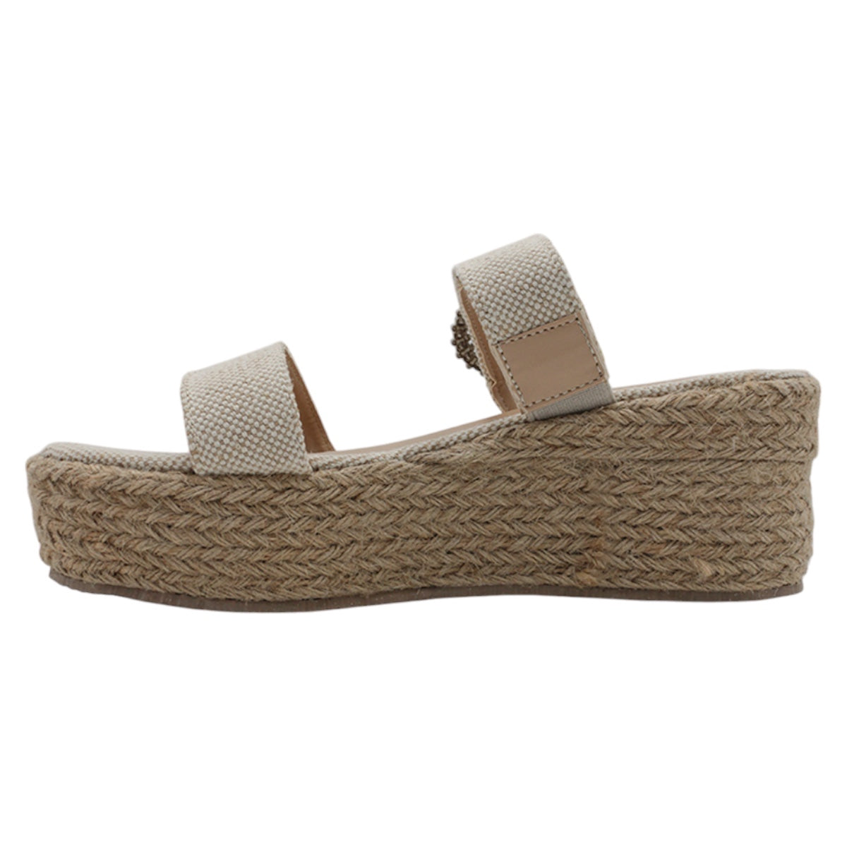 Foto 5 pulgar | Sandalias Con Plataforma Exterior Textil Color Beige  Para Mujer De Rbcollection
