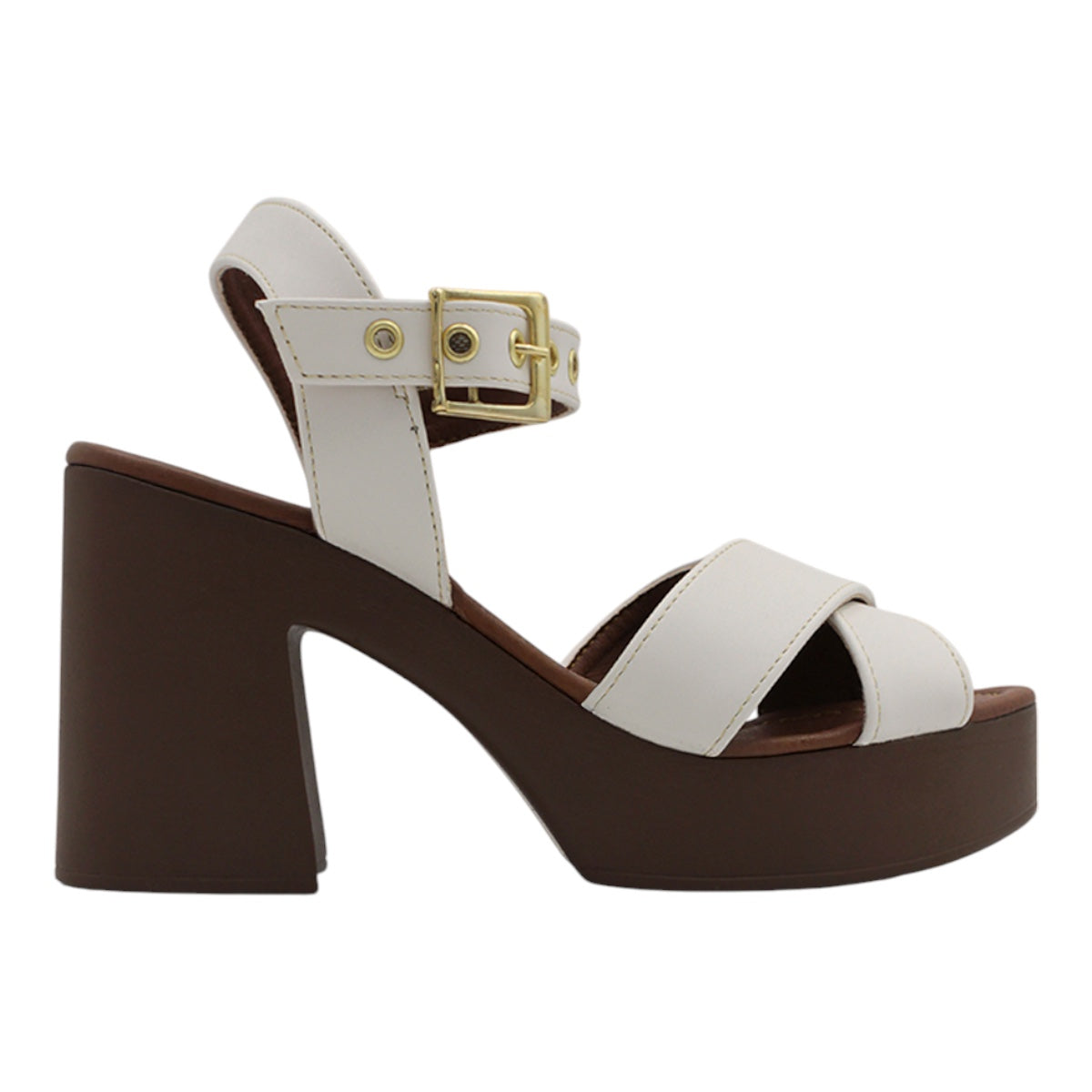 Foto 2 | Sandalia Con Tacón Exterior Piel Vegana Color Blanco Para Mujer De Rbcollection