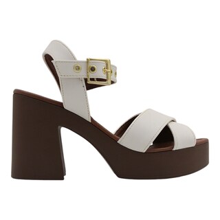 Foto 2 | Sandalia Con Tacón Exterior Piel Vegana Color Blanco Para Mujer De Rbcollection