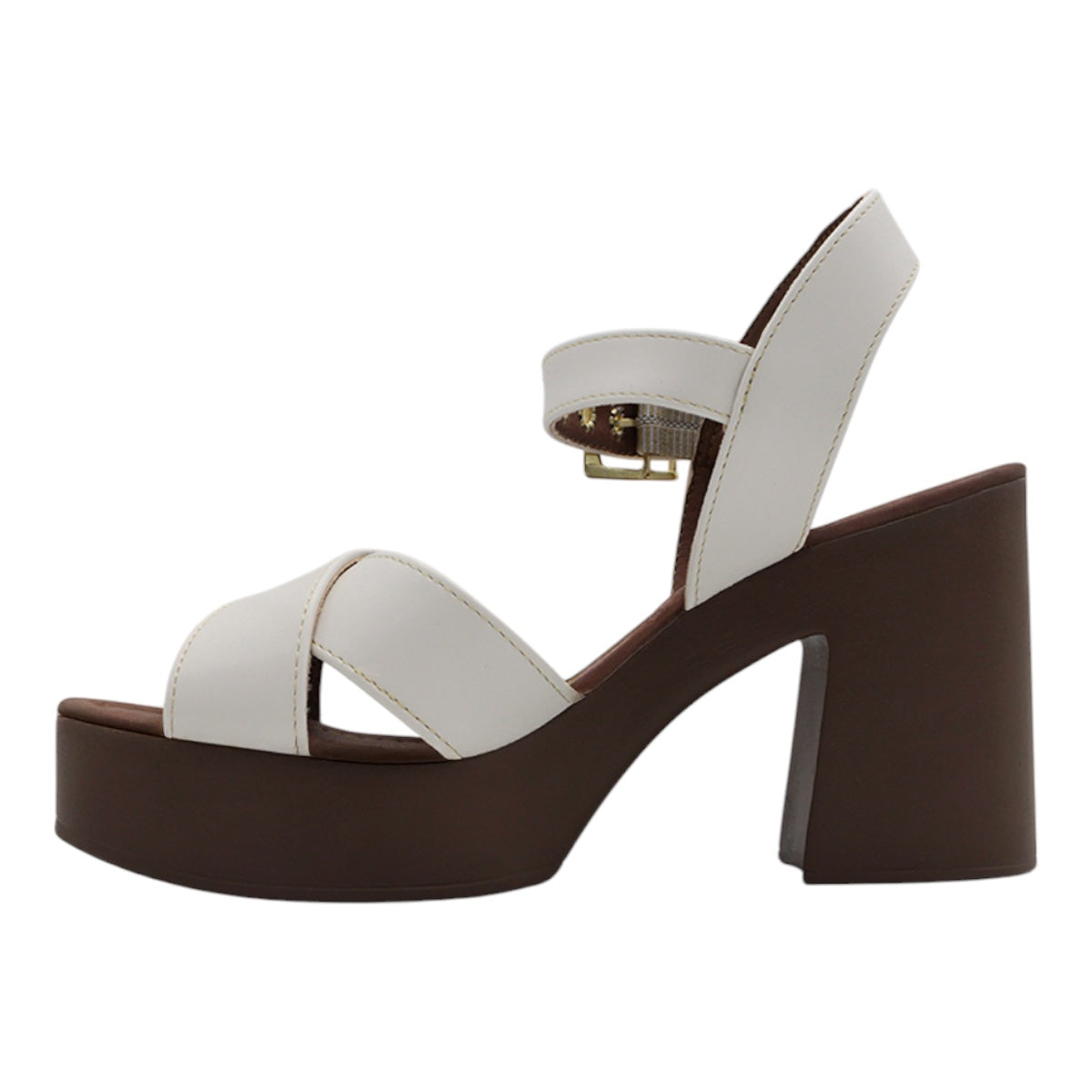 Foto 5 pulgar | Sandalia Con Tacón Exterior Piel Vegana Color Blanco Para Mujer De Rbcollection