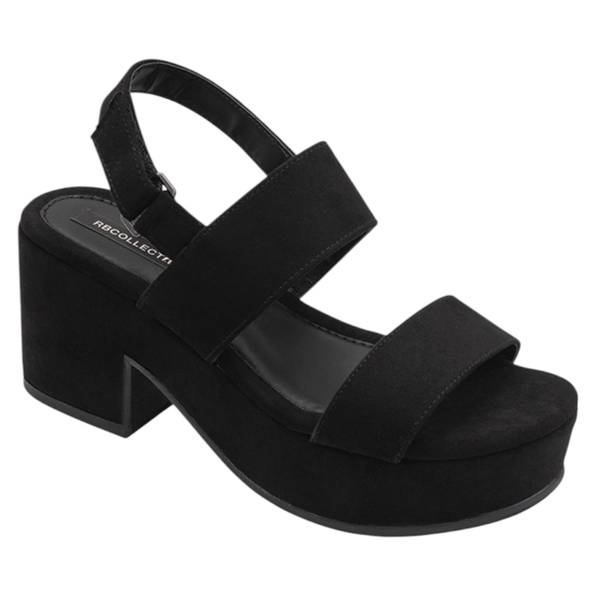 Foto 2 pulgar | Sandalia Con Tacón Exterior Gamuza Color Negro Para Mujer De Rbcollection