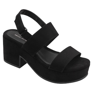 Foto 1 | Sandalia Con Tacón Exterior Gamuza Color Negro Para Mujer De Rbcollection