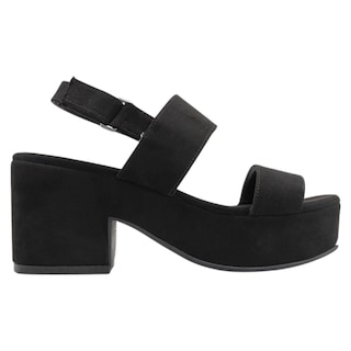 Foto 2 | Sandalia Con Tacón Exterior Gamuza Color Negro Para Mujer De Rbcollection