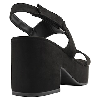 Foto 3 | Sandalia Con Tacón Exterior Gamuza Color Negro Para Mujer De Rbcollection