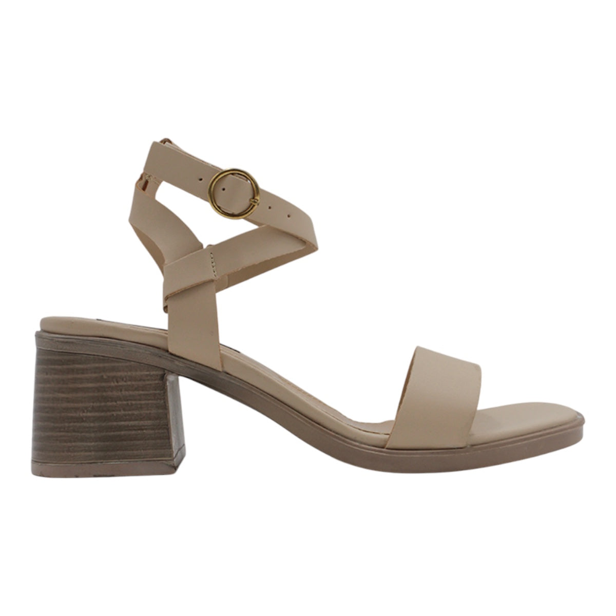 Foto 3 pulgar | Sandalia Con Tacón Exterior Piel Vegana Color Beige  Para Mujer De Rbcollection