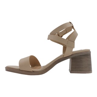 Foto 4 | Sandalia Con Tacón Exterior Piel Vegana Color Beige Para Mujer De Rbcollection