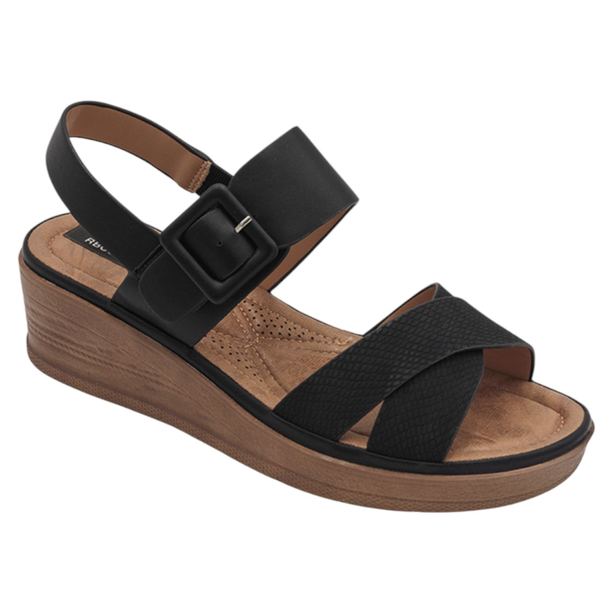 Foto 2 pulgar | Sandalias Con Plataforma Exterior Piel Vegana Color Negro Para Mujer De Rbcollection