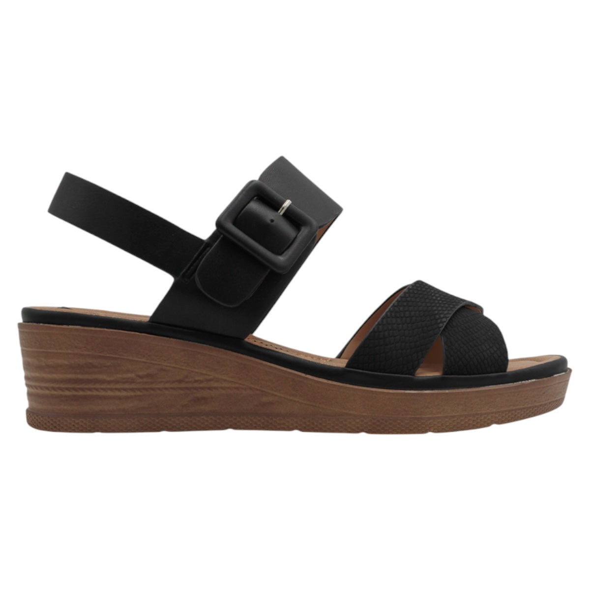Foto 3 pulgar | Sandalias Con Plataforma Exterior Piel Vegana Color Negro Para Mujer De Rbcollection