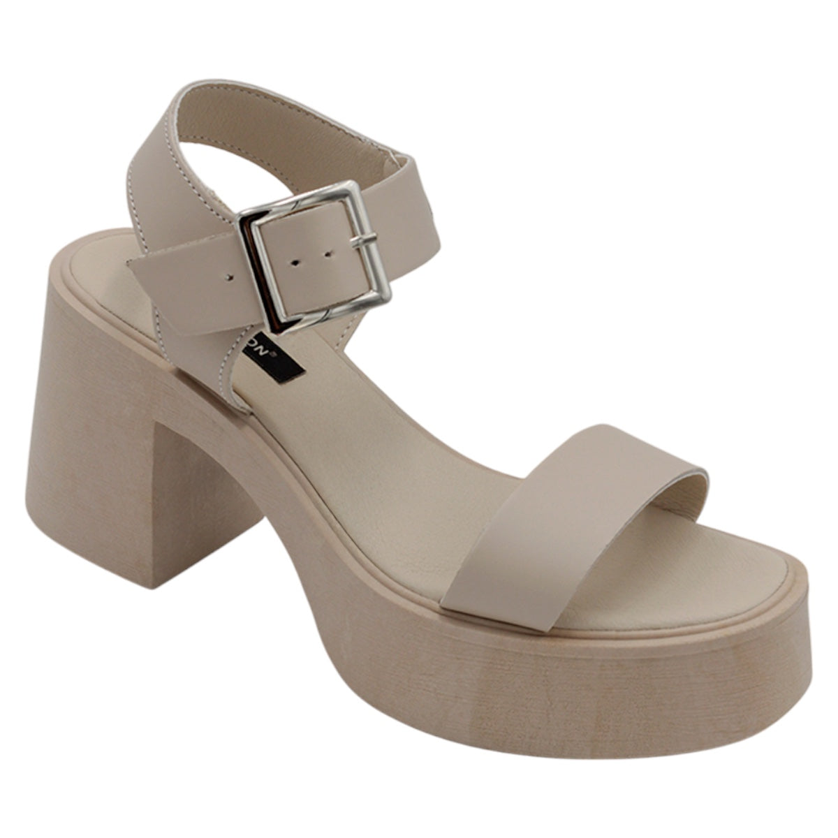 Sandalia Con Tacón Exterior Piel Vegana Color Blanco Para Mujer De Rbcollection