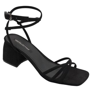 Foto 1 | Sandalia Con Tacón Exterior Textil Color Negro Para Mujer De Rbcollection