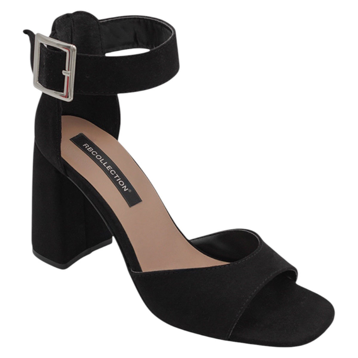 Sandalia Con Tacón Exterior Gamuza Color Negro Para Mujer De Rbcollection