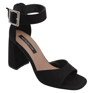Foto 1 | Sandalia Con Tacón Exterior Gamuza Color Negro Para Mujer De Rbcollection