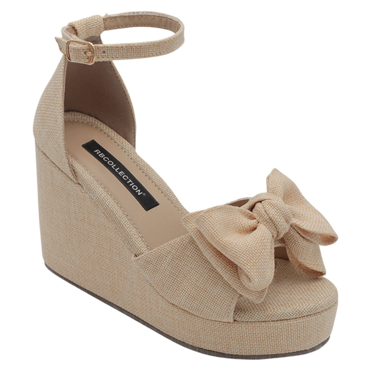 Foto 2 pulgar | Sandalias Con Plataforma Exterior Textil Color Beige  Para Mujer De Rbcollection