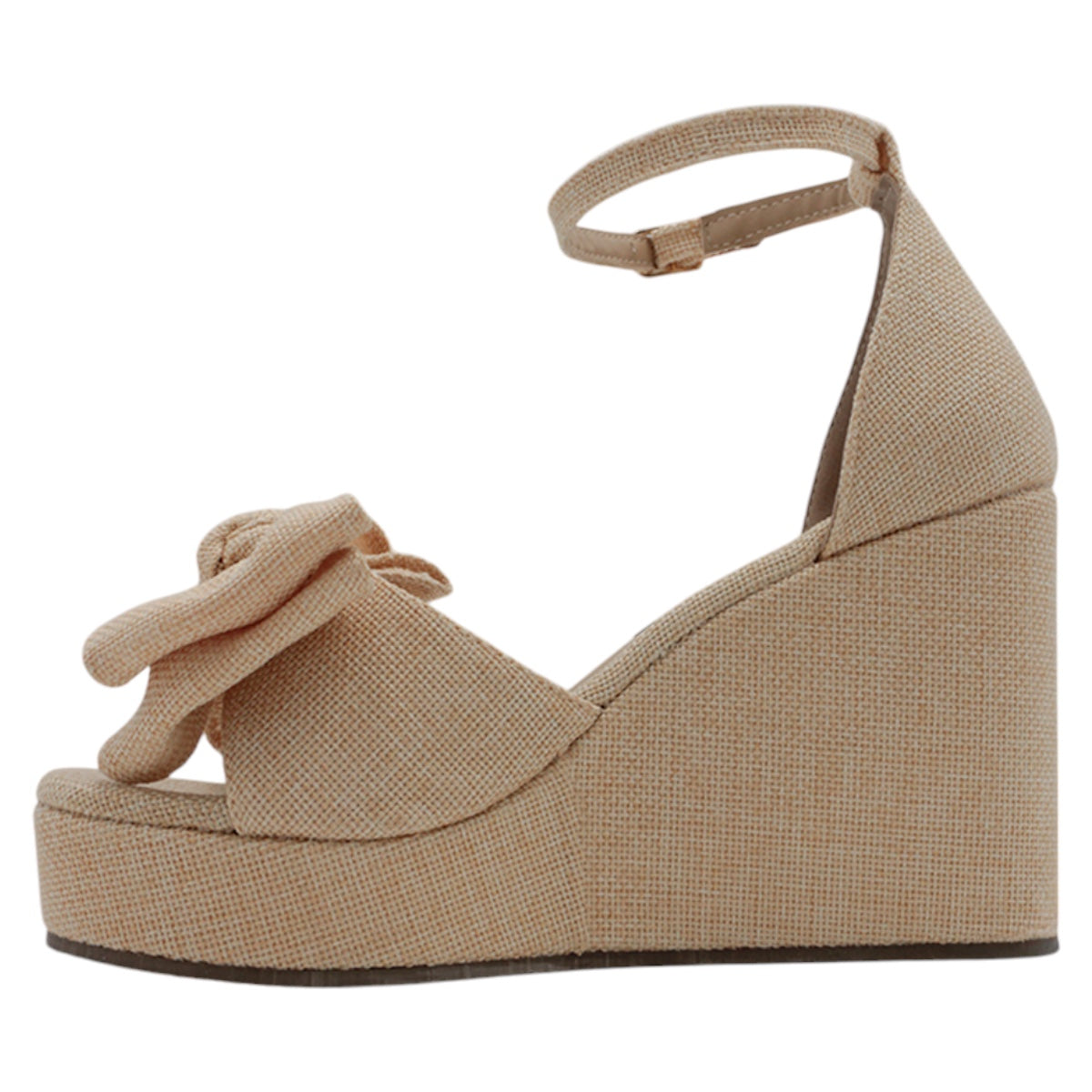 Foto 4 pulgar | Sandalias Con Plataforma Exterior Textil Color Beige  Para Mujer De Rbcollection