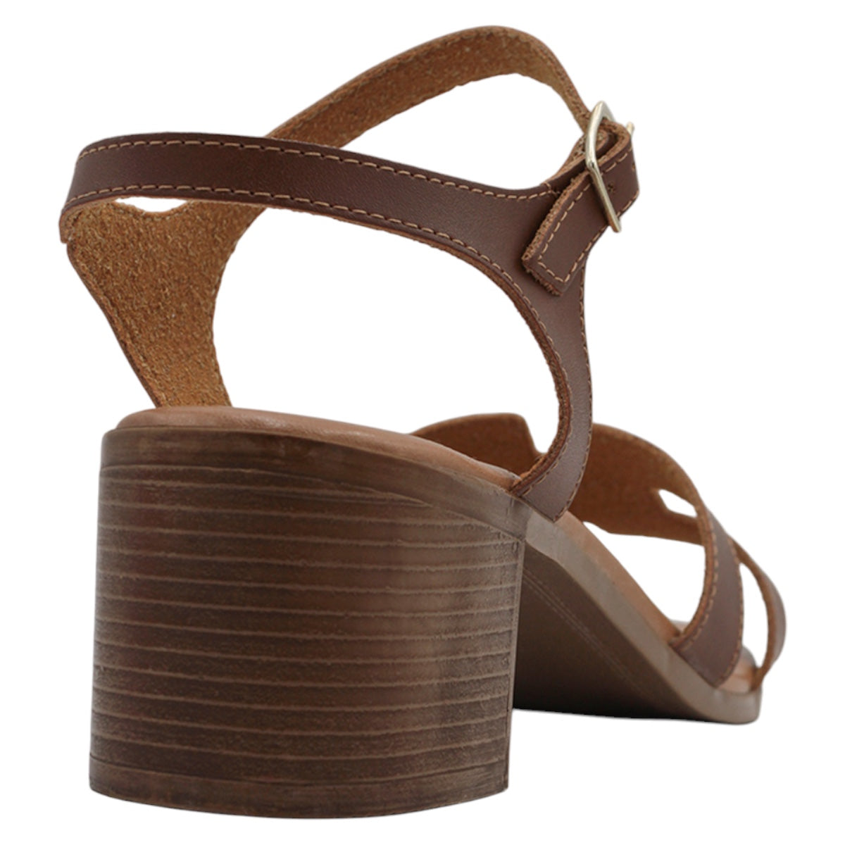 Foto 4 pulgar | Sandalia Con Tacón Exterior Piel Vegana Color Café Para Mujer De Rbcollection