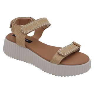 Foto 1 | Sandalias Con Plataforma Exterior Textil Color Beige Para Mujer De Rbcollection