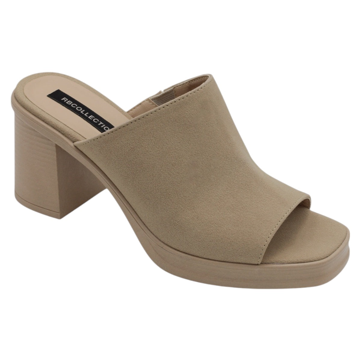 Sandalia Con Tacón Exterior Piel Vegana Color Beige  Para Mujer De Rbcollection