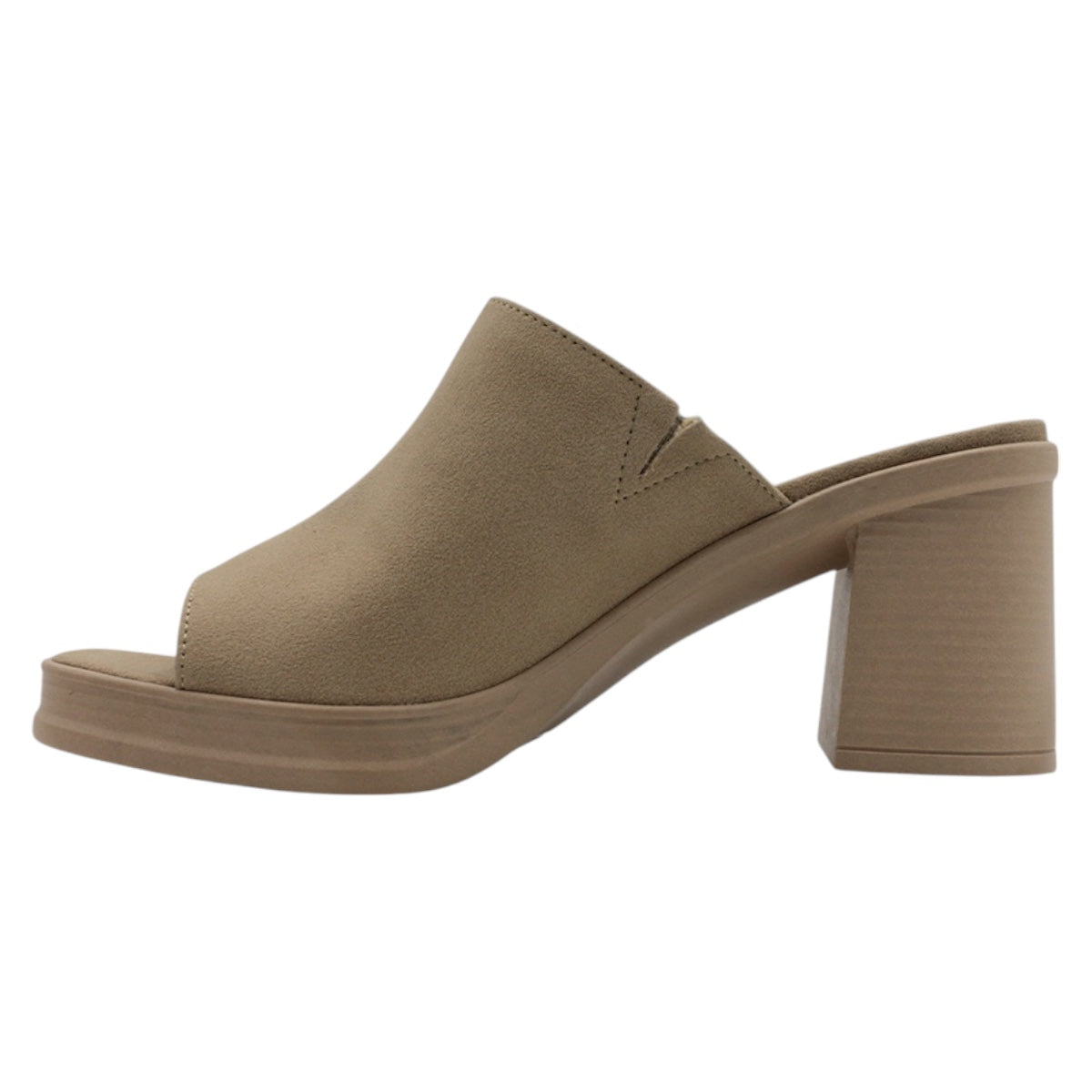 Foto 4 | Sandalia Con Tacón Exterior Piel Vegana Color Beige  Para Mujer De Rbcollection