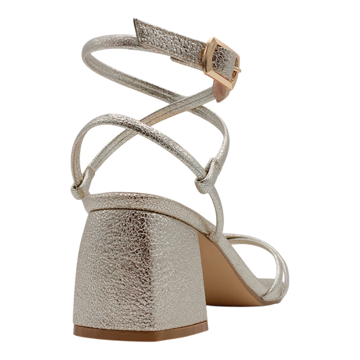 Foto 4 pulgar | Sandalia Con Tacón Exterior Piel Vegana Color Oro Para Mujer De Rbcollection