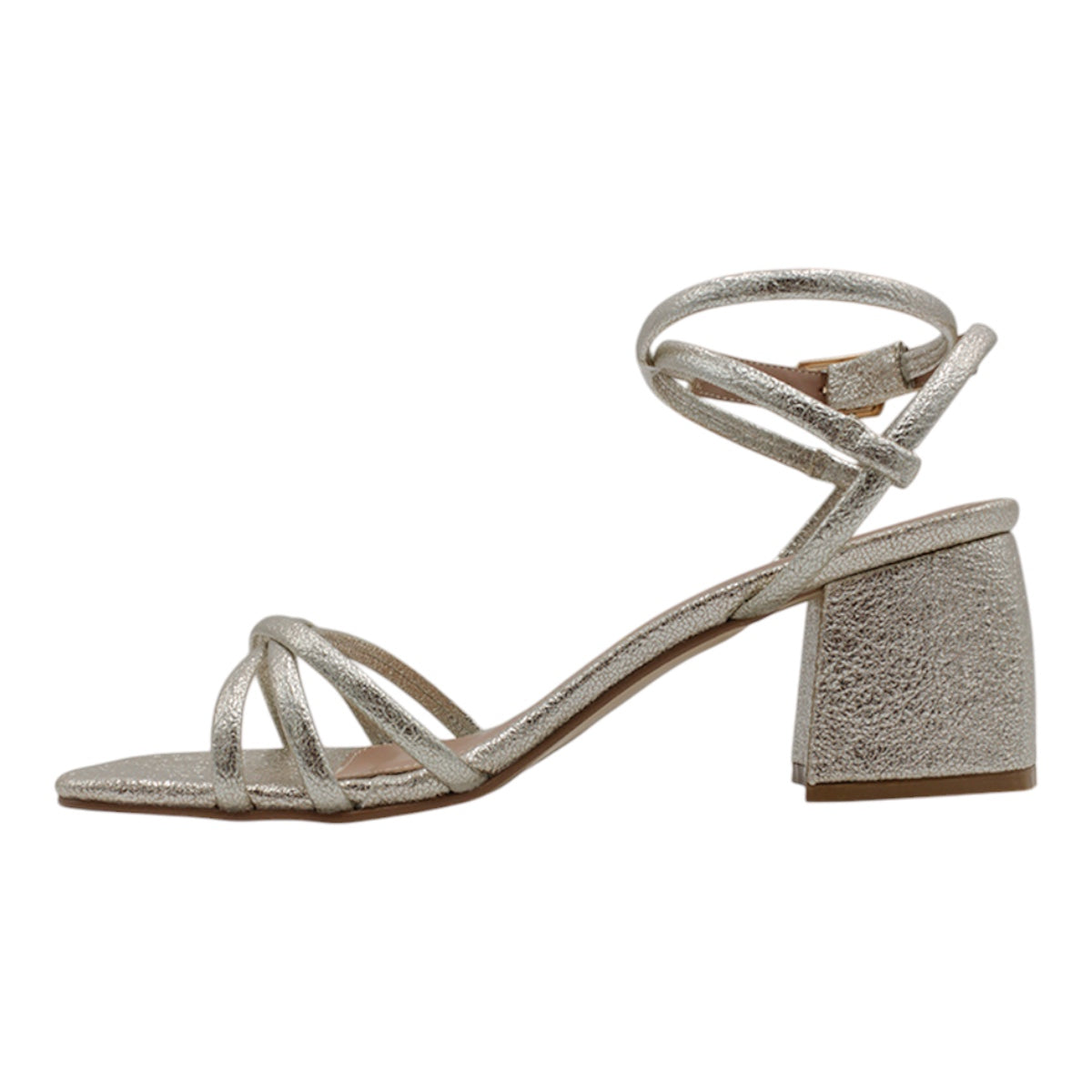 Foto 5 pulgar | Sandalia Con Tacón Exterior Piel Vegana Color Oro Para Mujer De Rbcollection